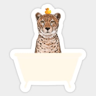 Cheetah in Bathtub Sticker